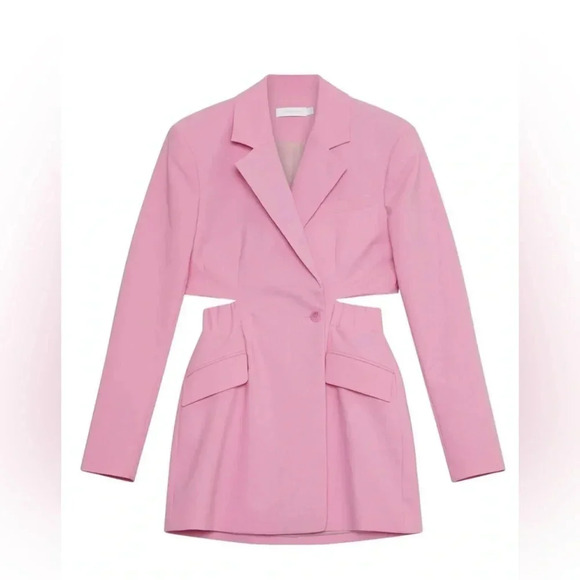 Jonathan Simkhai Kylo Cut Out Tech Blazer Mini Dress Size 6 NWT Taffy Pink - Picture 8 of 16